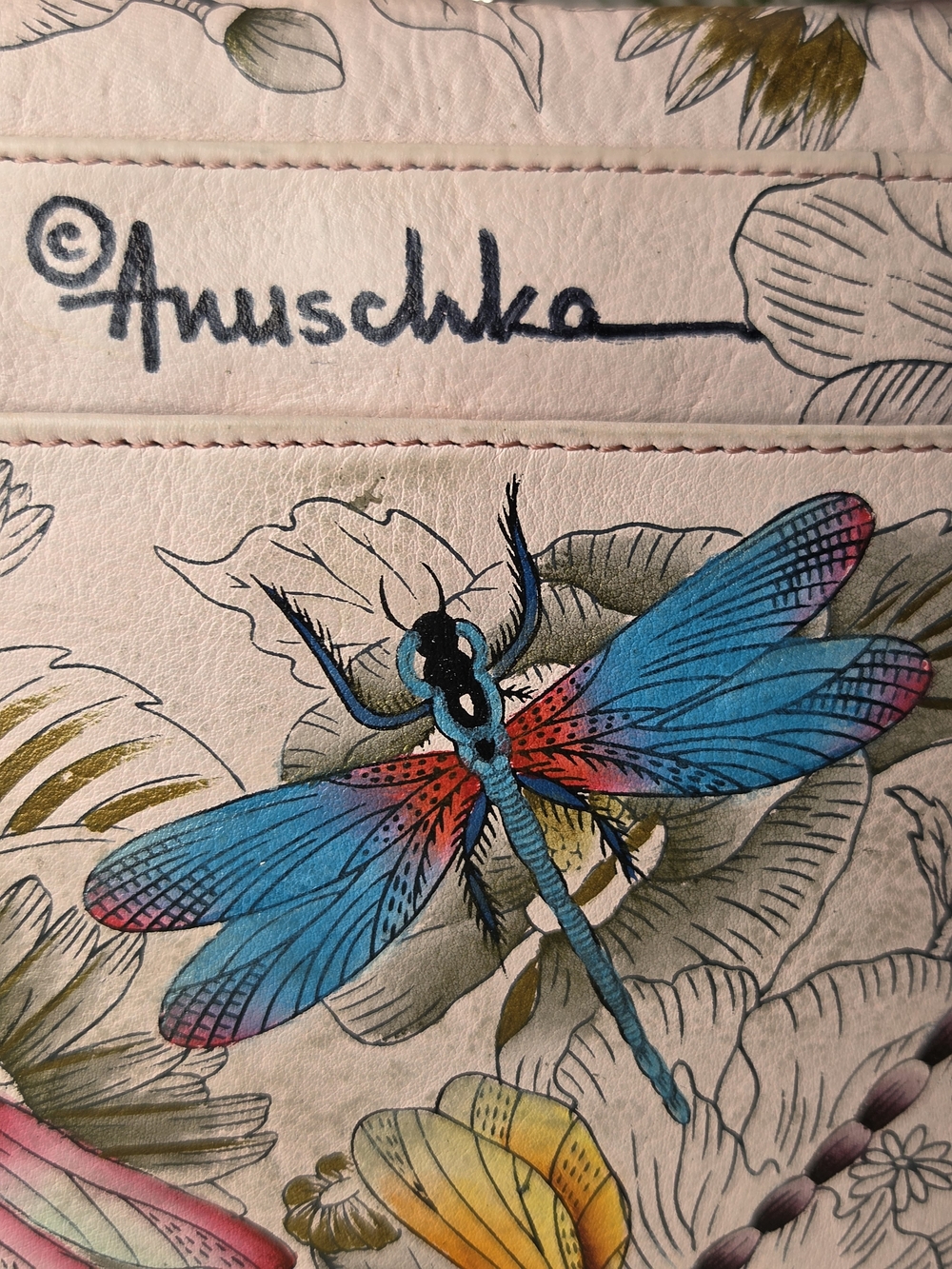 Anuschka Hand-Painted Genuine Leather Flap Front Crossbody Bag - Picture 4 of 14